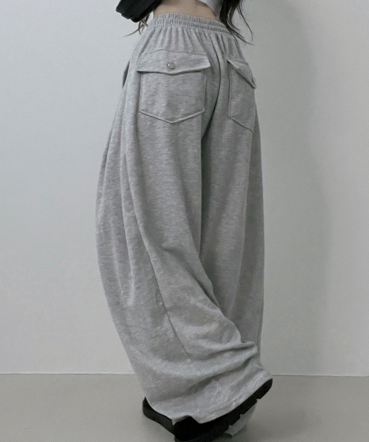 기모안감업트힙포켓트레이닝밴딩와이드롱팬츠 그레이