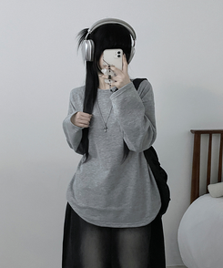 뉴트라운드체형커버오버핏기모긴팔티셔츠 멜란지