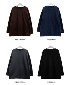 뉴트라운드체형커버오버핏기모긴팔티셔츠