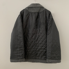 연말룩추천하이넥 단추 허리벨트끈 누빔 하프 로브 반코트 박시핏 자켓