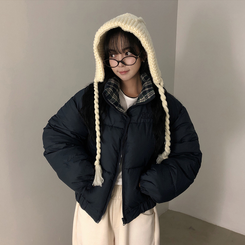 リバーシブルチェック刺繍ダウンジャンパー GREEN