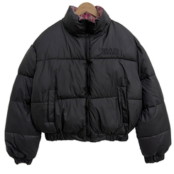 リバーシブルチェック刺繍ダウンジャンパー