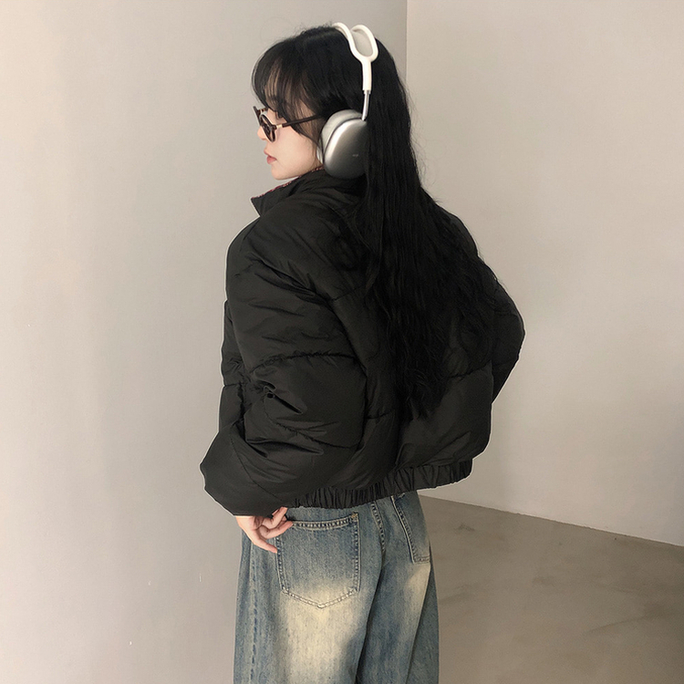 リバーシブルチェック刺繍ダウンジャンパー RED