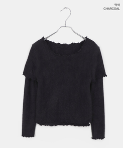 レイヤードアンゴラフリル半袖Tシャツ