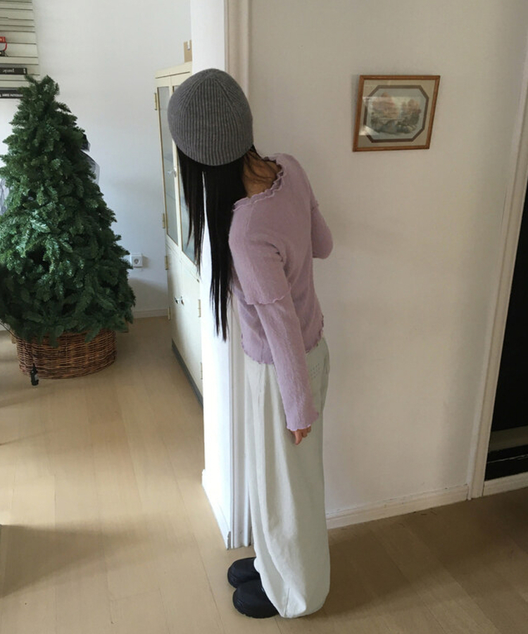 レイヤードアンゴラフリル半袖Tシャツ PINK