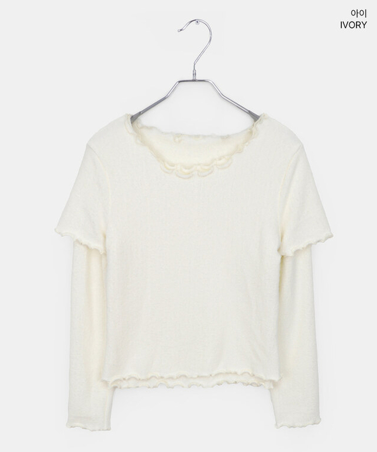 レイヤードアンゴラフリル半袖Tシャツ