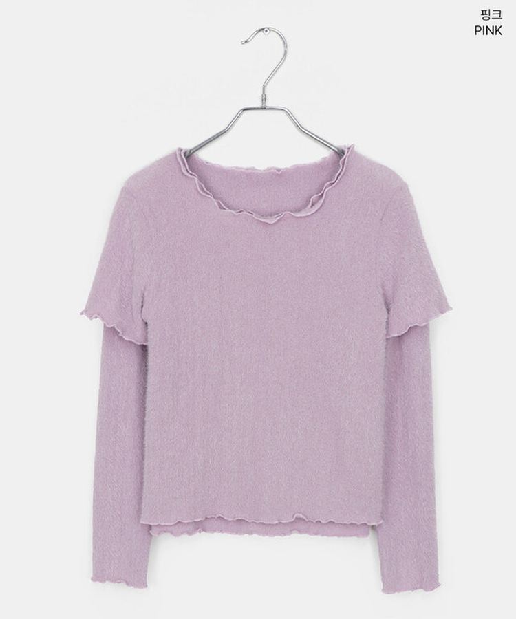 レイヤードアンゴラフリル半袖Tシャツ