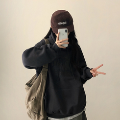 【起毛】刺繍ワッペンフード CHARCOAL