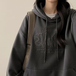 【起毛】刺繍ワッペンフード CHARCOAL