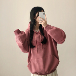 【起毛】刺繍ワッペンフード PINK