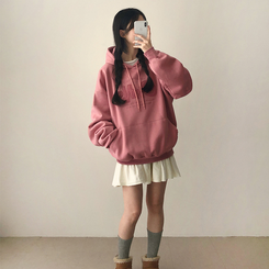 【起毛】刺繍ワッペンフード PINK