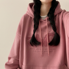 【起毛】刺繍ワッペンフード PINK