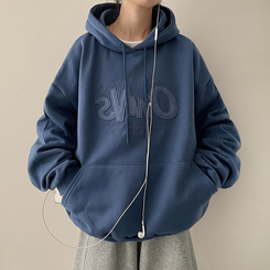 【起毛】刺繍ワッペンフード BLUE