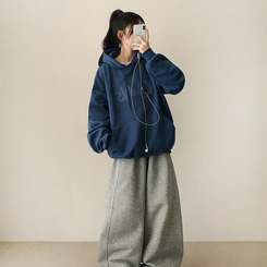 【起毛】刺繍ワッペンフード BLUE