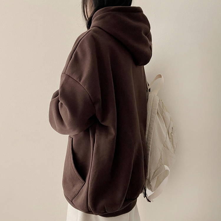 【起毛】刺繍ワッペンフード BROWN