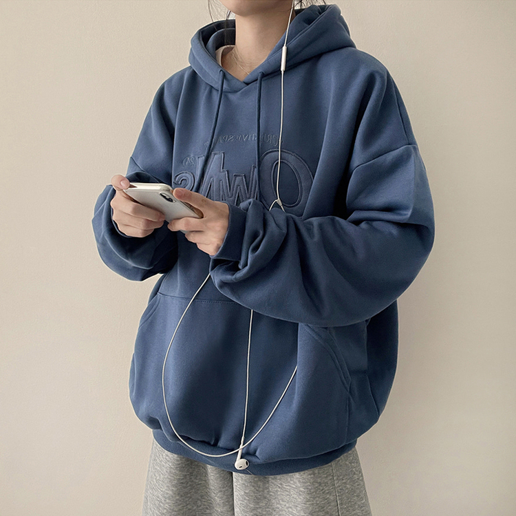 【起毛】刺繍ワッペンフード BLUE