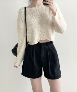 융기모 룬트 융기모 핀턱 코듀로이 기모 숏팬츠 차콜