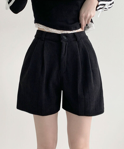 융기모 룬트 융기모 핀턱 코듀로이 기모 숏팬츠 블랙