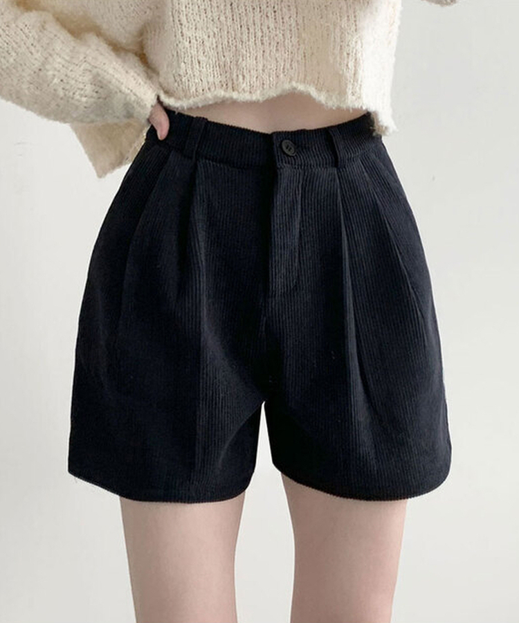 융기모 룬트 융기모 핀턱 코듀로이 기모 숏팬츠 차콜