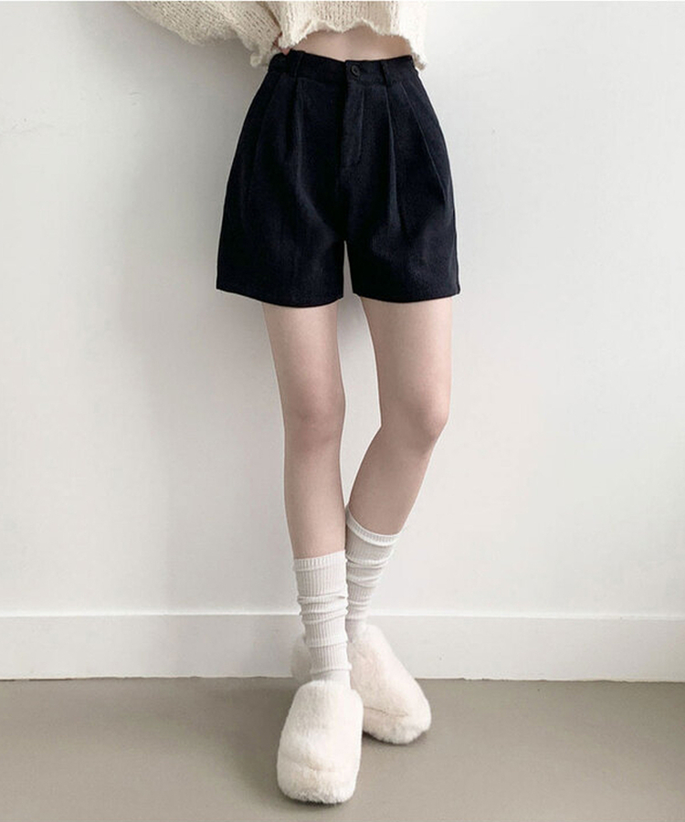 융기모 룬트 융기모 핀턱 코듀로이 기모 숏팬츠 차콜