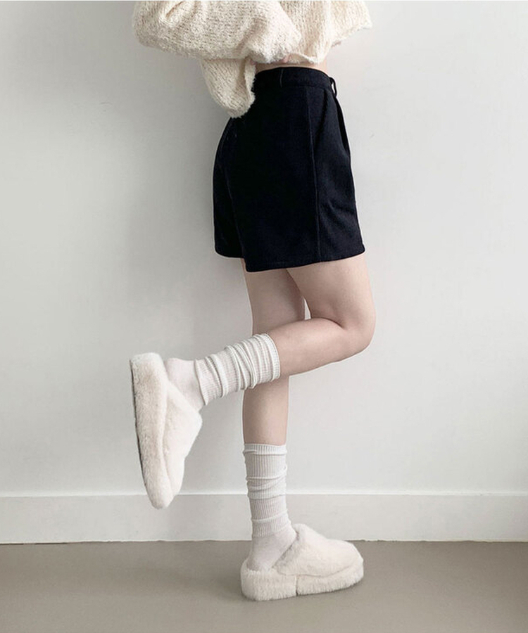 융기모 룬트 융기모 핀턱 코듀로이 기모 숏팬츠 차콜