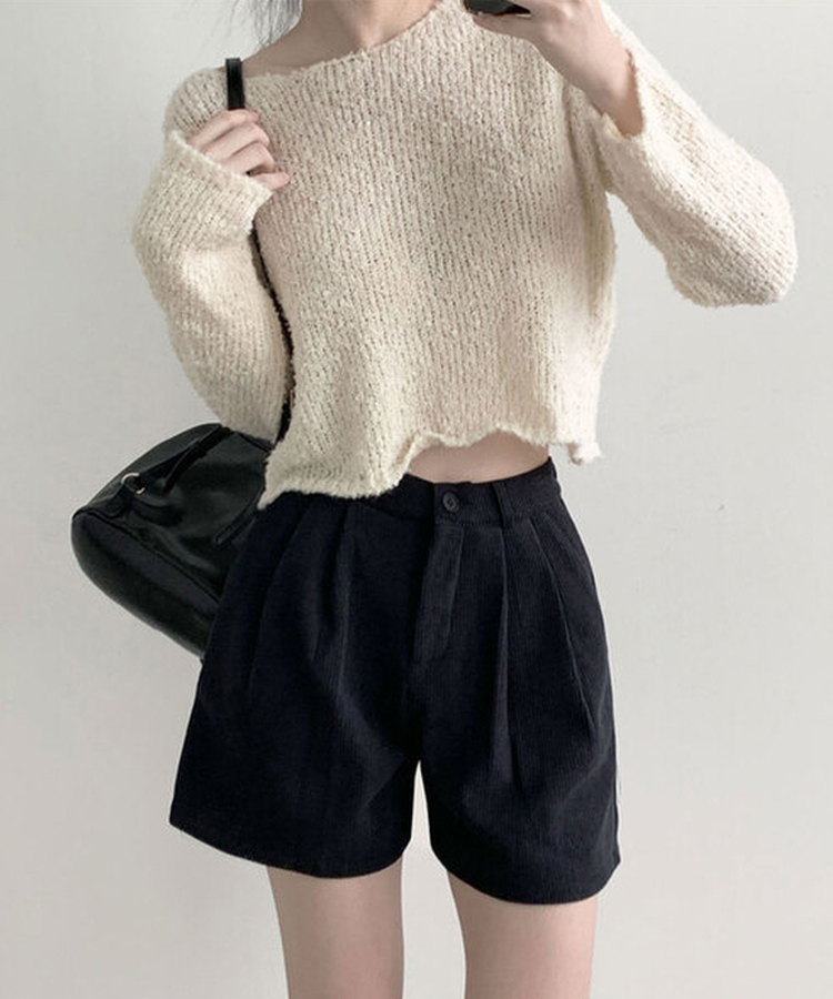 융기모 룬트 융기모 핀턱 코듀로이 기모 숏팬츠 차콜