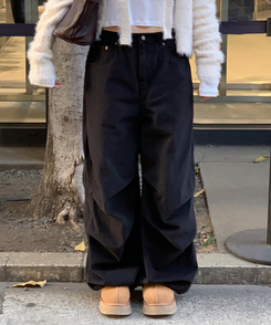 【起毛】ブレットパラシュートパンツ BLACK