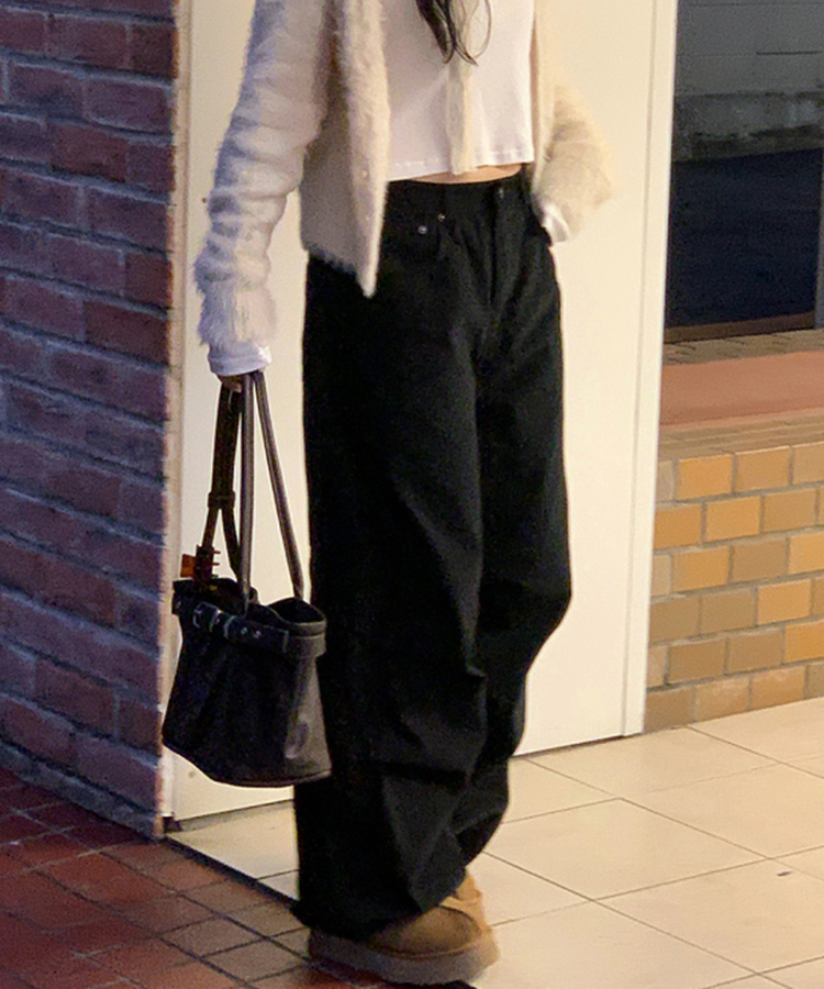 【起毛】ブレットパラシュートパンツ BLACK