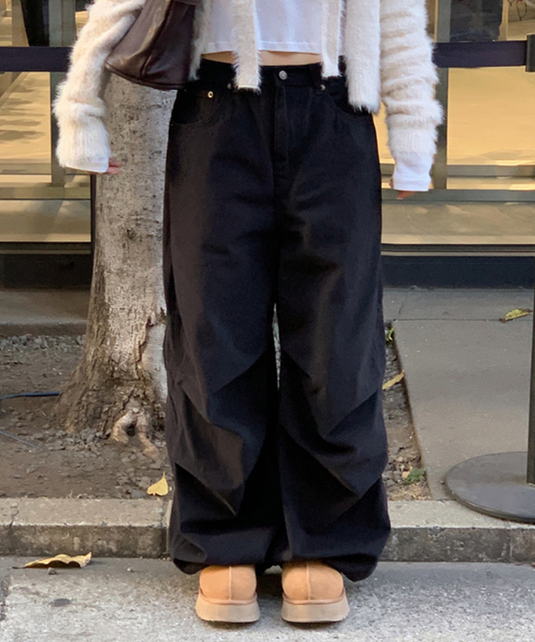 【起毛】ブレットパラシュートパンツ BLACK