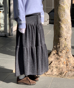 バンディングティアードスカート CHARCOAL