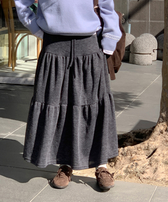 バンディングティアードスカート CHARCOAL