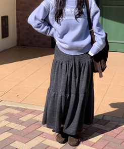 バンディングティアードスカート CHARCOAL