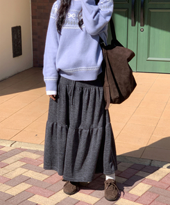 バンディングティアードスカート CHARCOAL