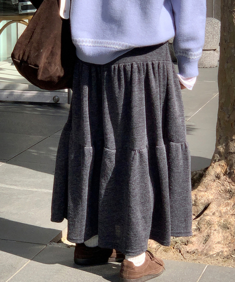 バンディングティアードスカート CHARCOAL