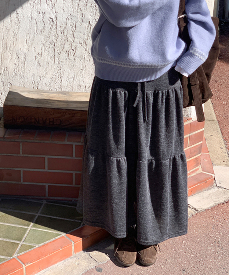 バンディングティアードスカート CHARCOAL