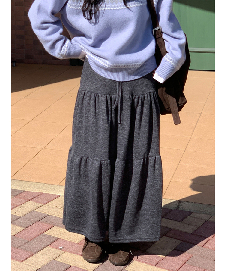 バンディングティアードスカート CHARCOAL