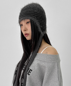 ストライプストラップビーニー BLACK