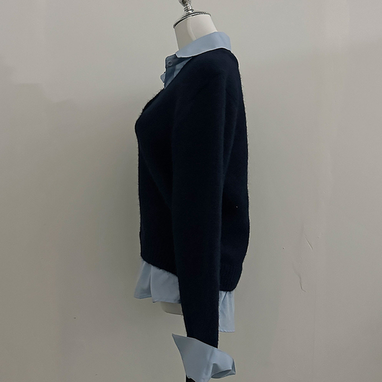 버피 셔츠 레이어드 버튼 일체형 니트