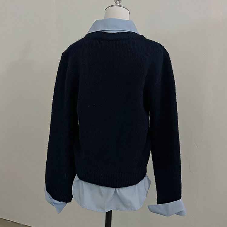 버피 셔츠 레이어드 버튼 일체형 니트