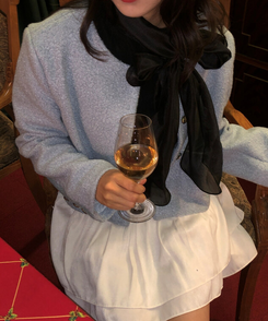 ノーカラーショートツイードジャケット SKY BLUE