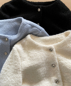 ノーカラーショートツイードジャケット