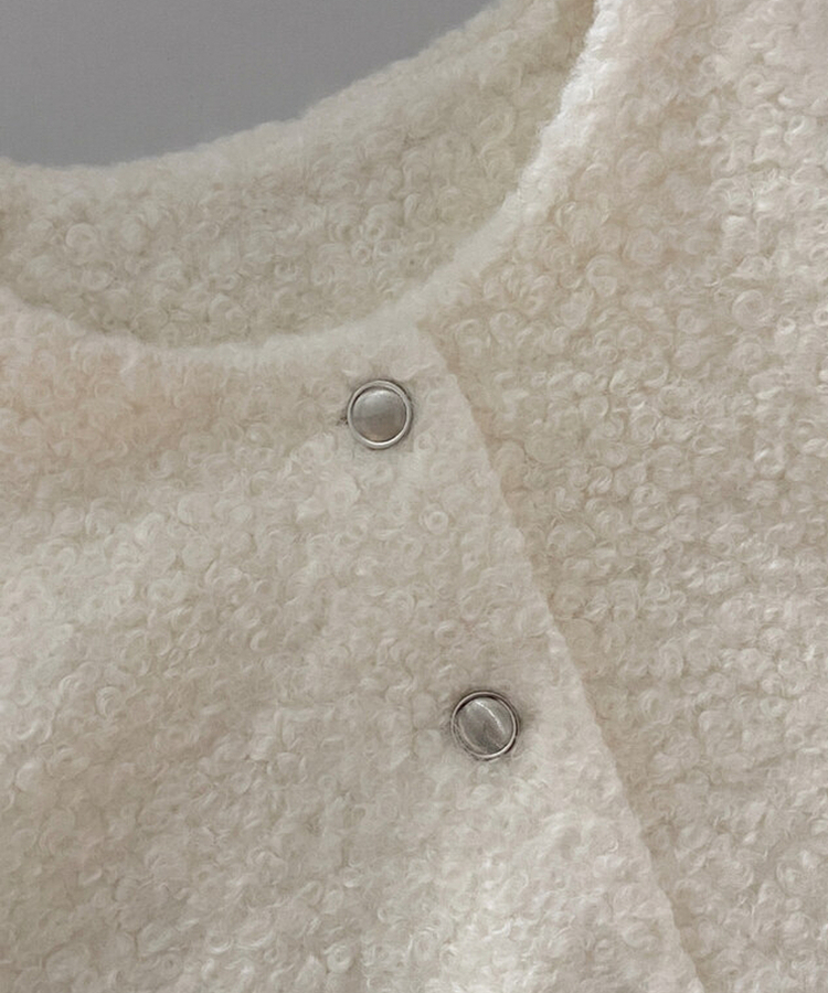 ノーカラーショートツイードジャケット