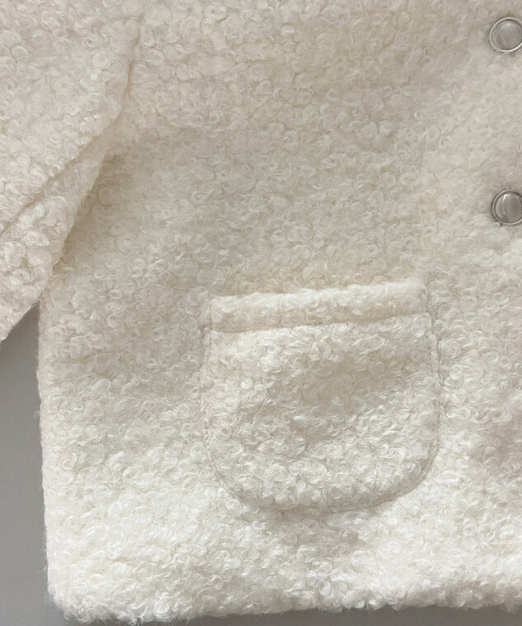 ノーカラーショートツイードジャケット