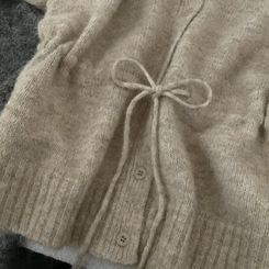 메리 리본 울 보트넥 스트링 루즈핏 니트가디건