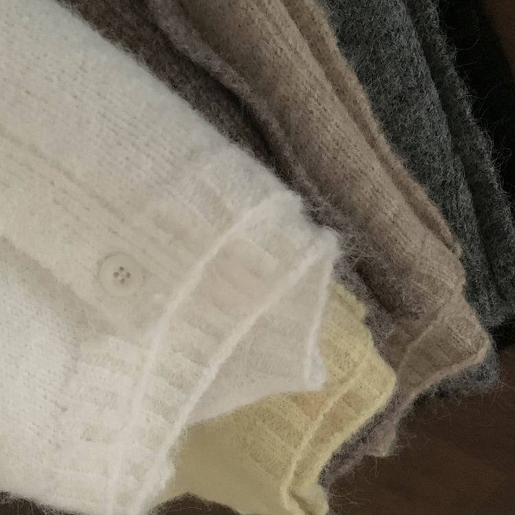 메리 리본 울 보트넥 스트링 루즈핏 니트가디건