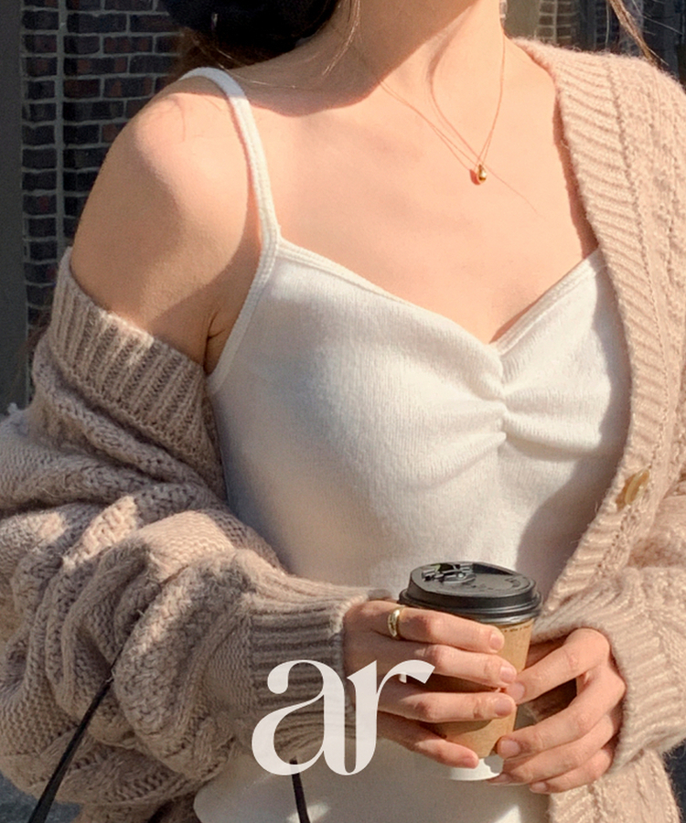 （ふわふわ♥／脱ぎたくない心地よさ／MDおすすめ）裏起毛シャーリングタンクトップ IVORY