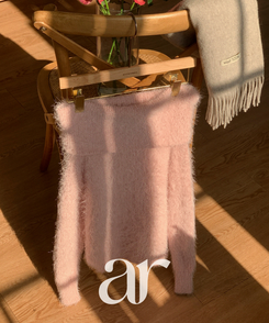 (ショールラインポイント♥ / ふわふわ / 華奢フィット)   ソルニードル ファー オフショルダーニット   PINK