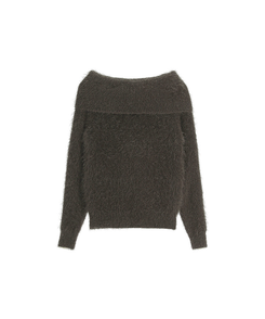 (ショールラインポイント♥ / ふわふわ / 華奢フィット)   ソルニードル ファー オフショルダーニット