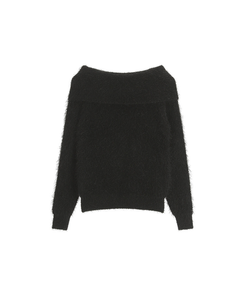 (ショールラインポイント♥ / ふわふわ / 華奢フィット)   ソルニードル ファー オフショルダーニット