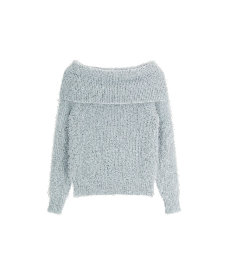 (ショールラインポイント♥ / ふわふわ / 華奢フィット)   ソルニードル ファー オフショルダーニット